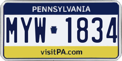 PA license plate MYW1834
