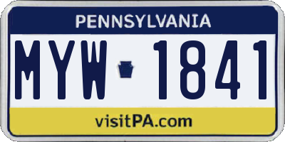 PA license plate MYW1841