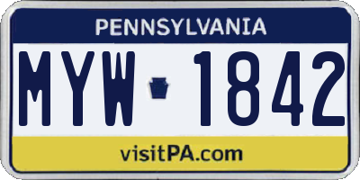 PA license plate MYW1842