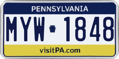 PA license plate MYW1848