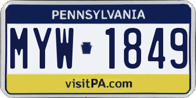 PA license plate MYW1849