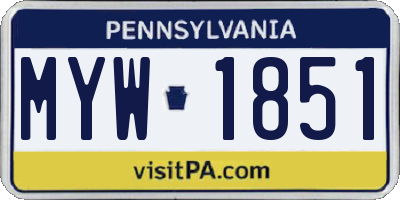 PA license plate MYW1851