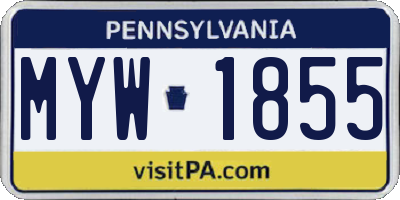 PA license plate MYW1855