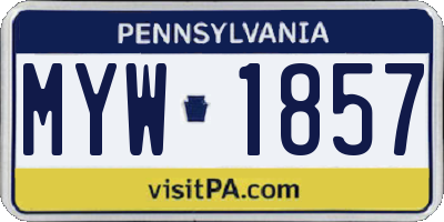 PA license plate MYW1857