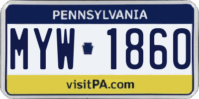 PA license plate MYW1860