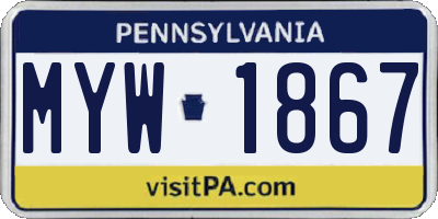 PA license plate MYW1867