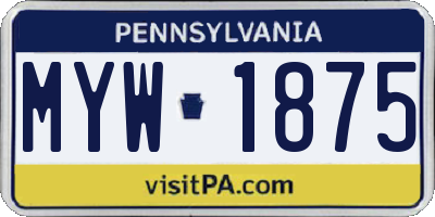 PA license plate MYW1875