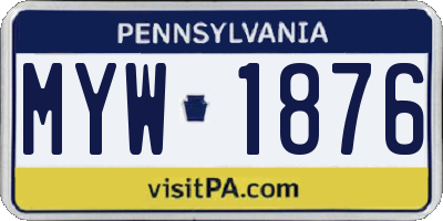 PA license plate MYW1876