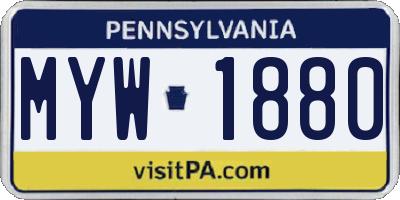 PA license plate MYW1880