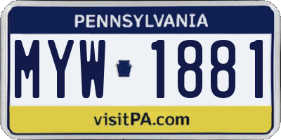 PA license plate MYW1881