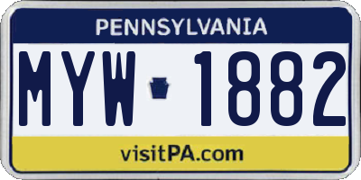 PA license plate MYW1882
