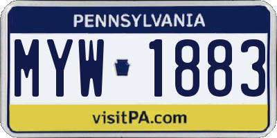 PA license plate MYW1883