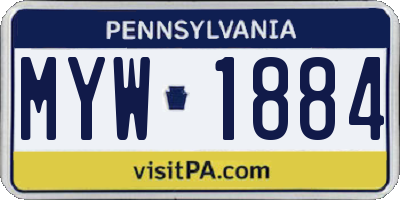 PA license plate MYW1884