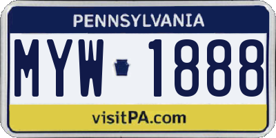 PA license plate MYW1888