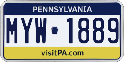PA license plate MYW1889