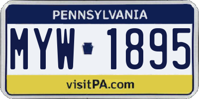 PA license plate MYW1895