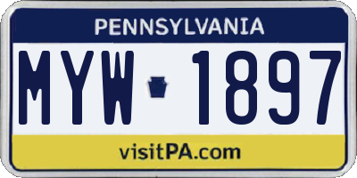 PA license plate MYW1897