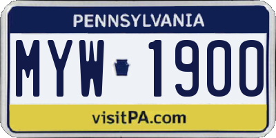 PA license plate MYW1900