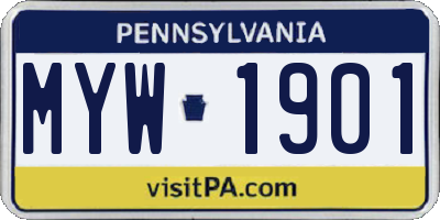 PA license plate MYW1901