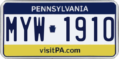 PA license plate MYW1910