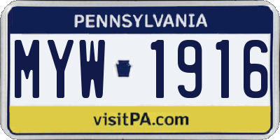 PA license plate MYW1916