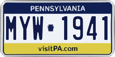 PA license plate MYW1941