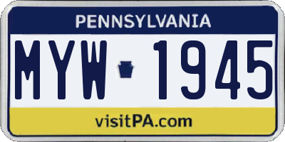 PA license plate MYW1945