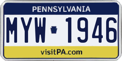 PA license plate MYW1946