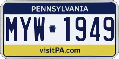 PA license plate MYW1949