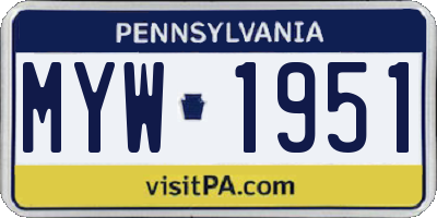 PA license plate MYW1951