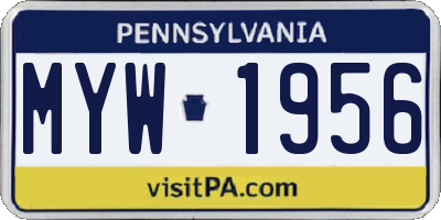 PA license plate MYW1956