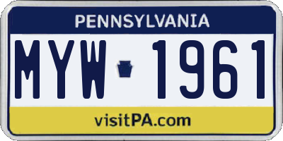 PA license plate MYW1961