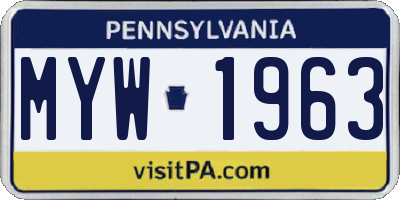 PA license plate MYW1963