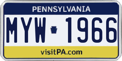 PA license plate MYW1966