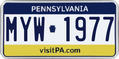 PA license plate MYW1977