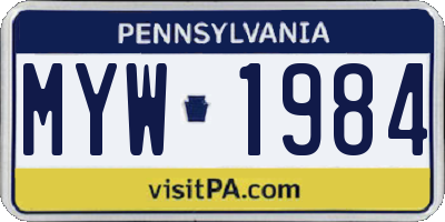 PA license plate MYW1984