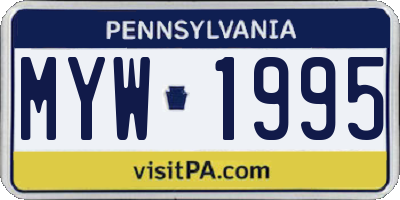 PA license plate MYW1995