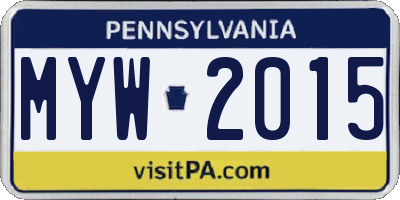 PA license plate MYW2015