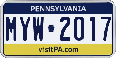 PA license plate MYW2017
