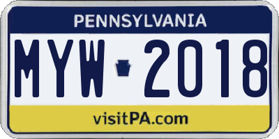 PA license plate MYW2018