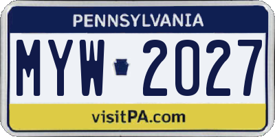PA license plate MYW2027