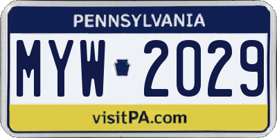 PA license plate MYW2029