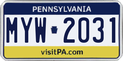 PA license plate MYW2031