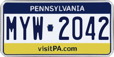 PA license plate MYW2042