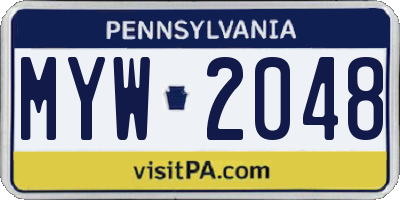 PA license plate MYW2048