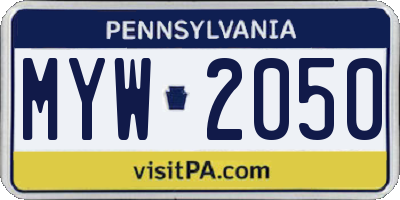PA license plate MYW2050