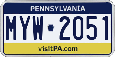 PA license plate MYW2051