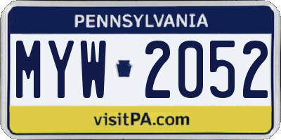 PA license plate MYW2052