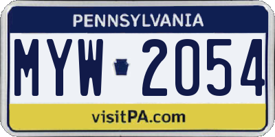 PA license plate MYW2054