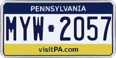 PA license plate MYW2057